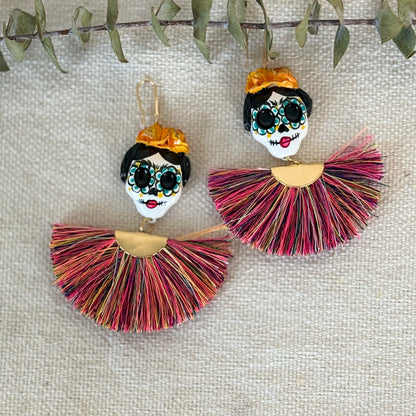 Catrina Yellow/Multicolor Fan Earrings