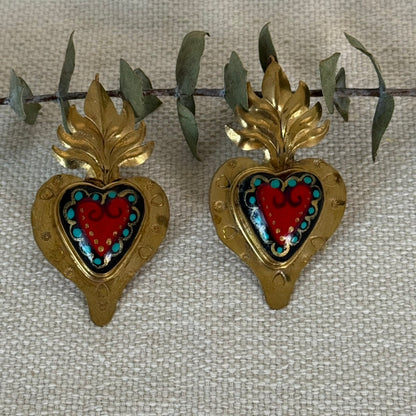 Red/Black Sacred Heart Earrings