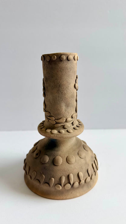 Smoked Clay Candleholder - Embroidered