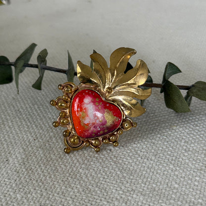 Red & Gold Sacred Heart Ring