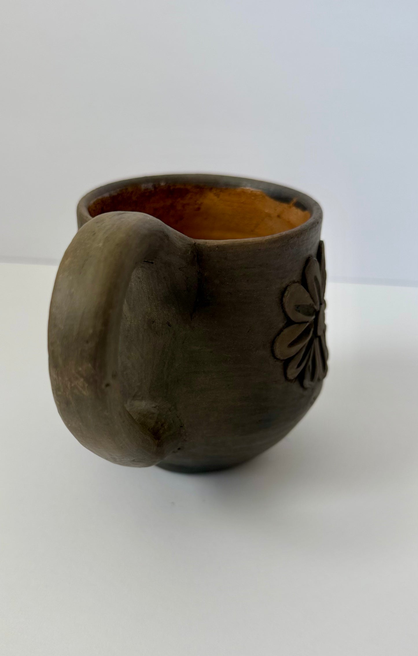 Embroidered Smoked Clay Floral Mug