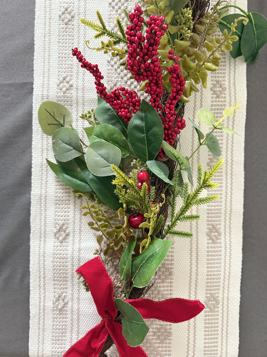Handwoven Backstrap Loom Table Runner – White & Cream