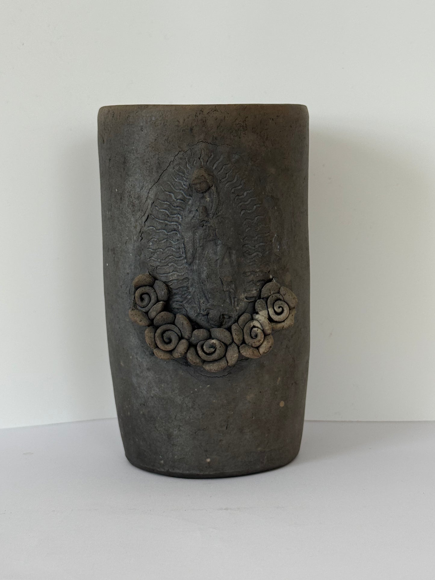 Virgen De Guadalupe Smoked Clay Tall Cup - 3D
