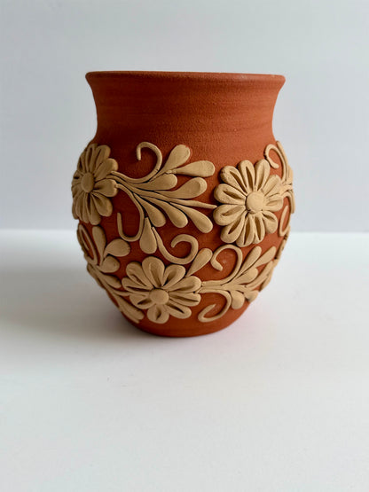 Embroidered Clay Vase