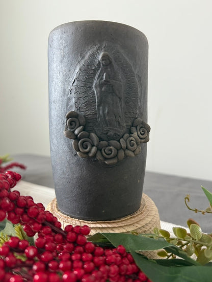 Virgen De Guadalupe Smoked Clay Tall Cup - 3D