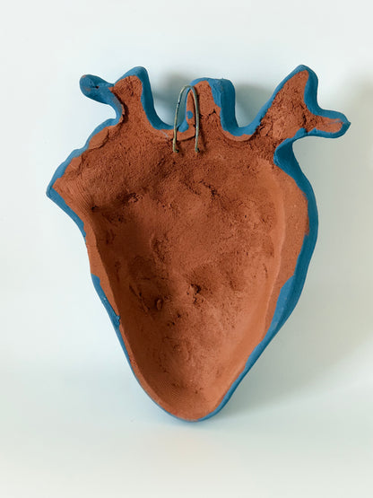 Anatomical Clay Heart w/3D Flowers - Blue