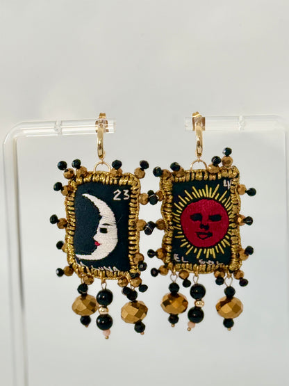 Black Loteria Earrings Sol/Luna