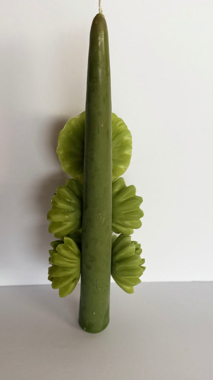 Handmade Beeswax Candle - Olive Green
