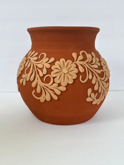 Semi-Embroidered Clay Vase
