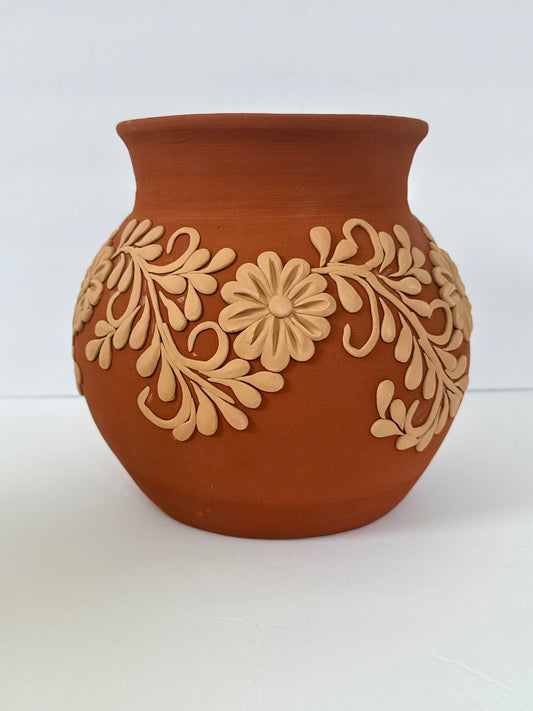 Semi-Embroidered Clay Vase