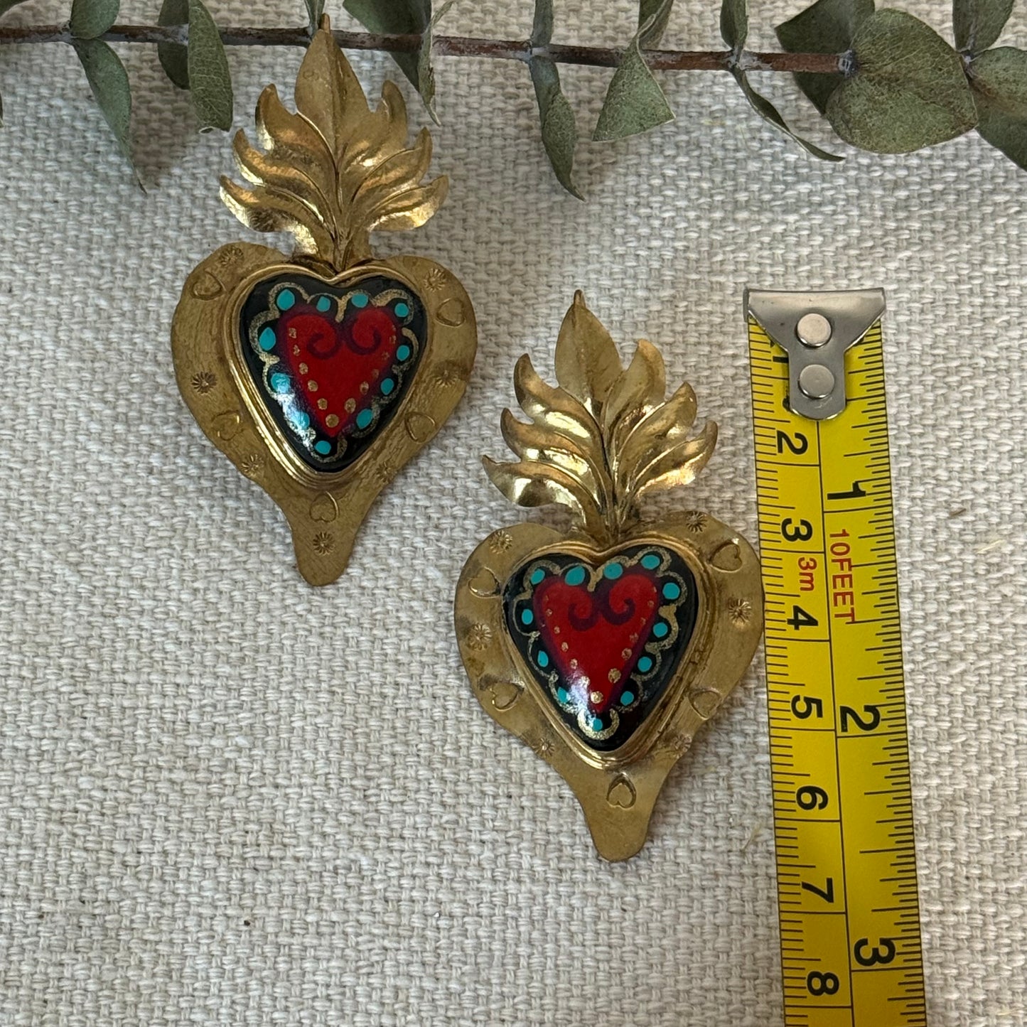 Red/Black Sacred Heart Earrings