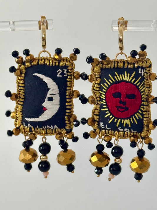 Black Loteria Earrings Sol/Luna