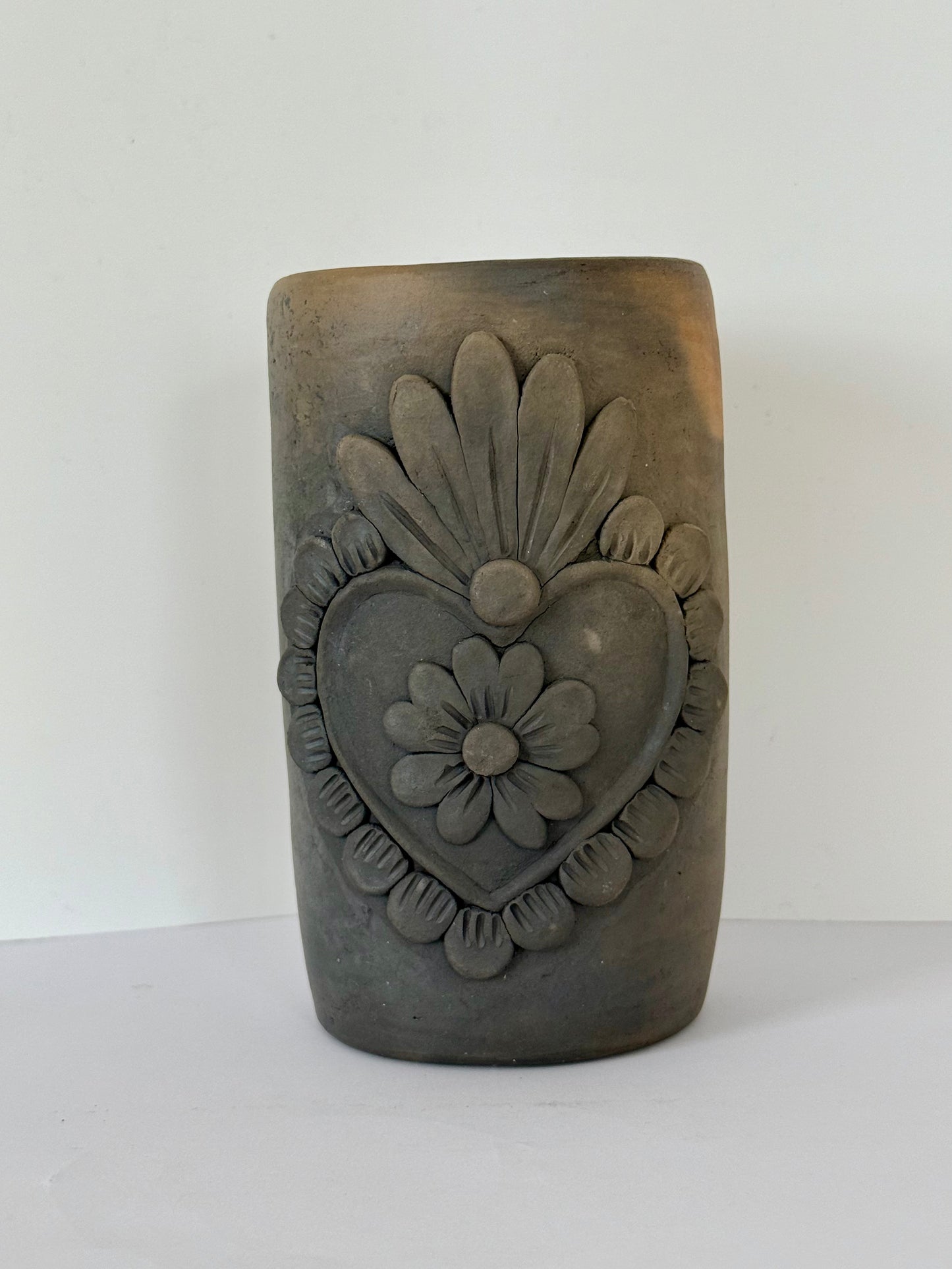 Sacred Heart Smoked Clay Tall Cup - 3D