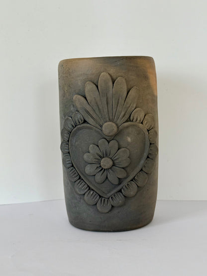 Sacred Heart Smoked Clay Tall Cup - 3D