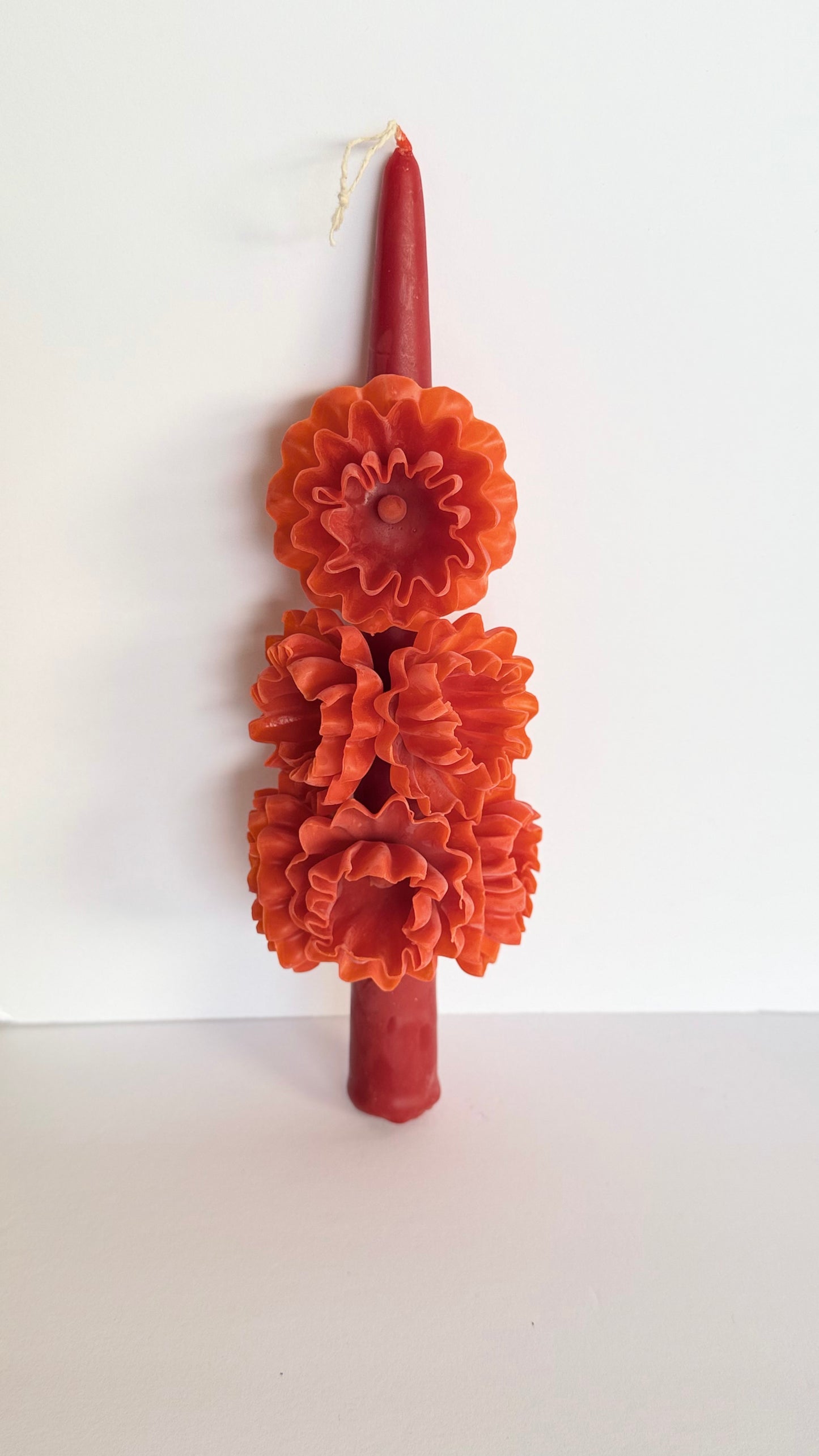 Handmade Beeswax Candle - Dark Orange