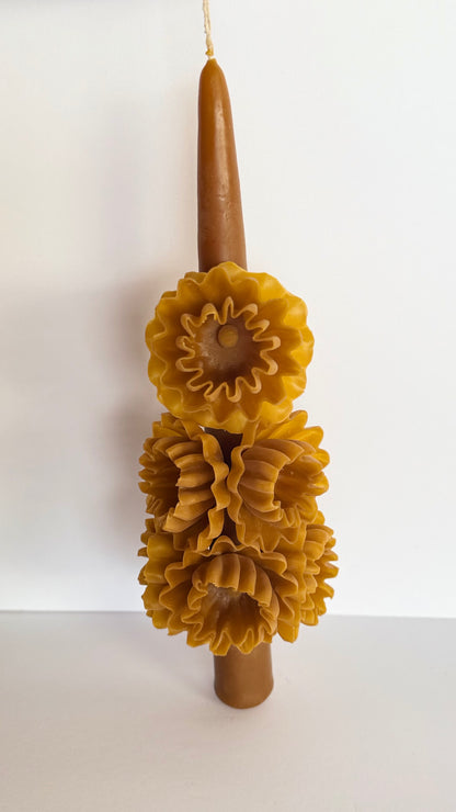 Handmade Beeswax Candle - Mustard Yellow
