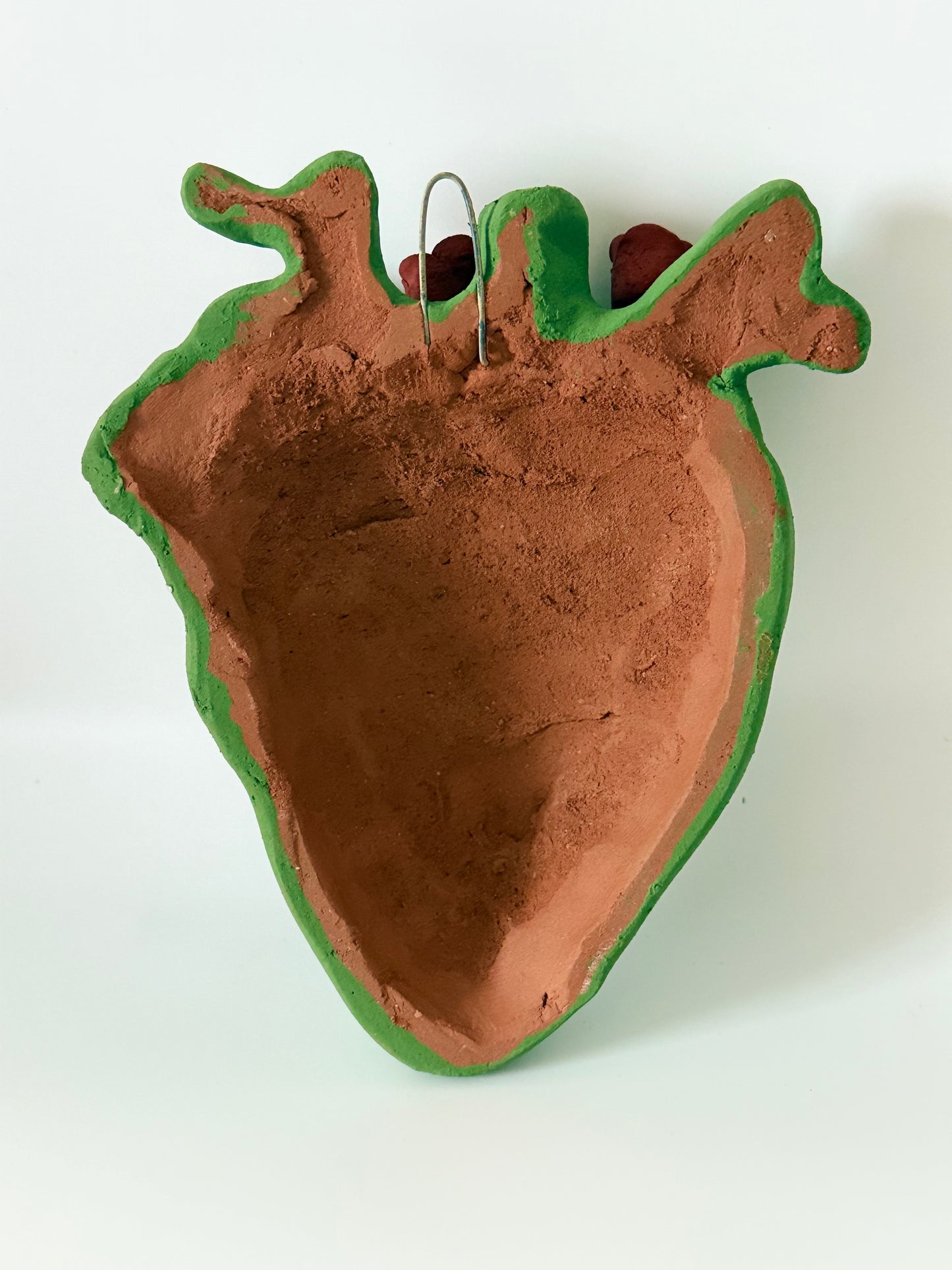 Anatomical Clay Heart w/3D Flowers - Green