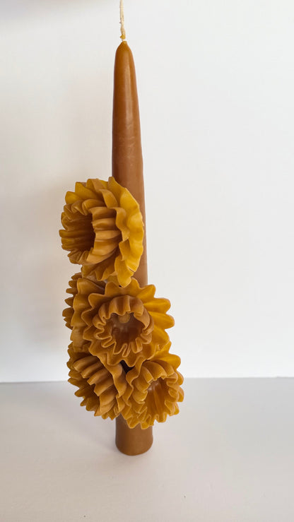 Handmade Beeswax Candle - Mustard Yellow