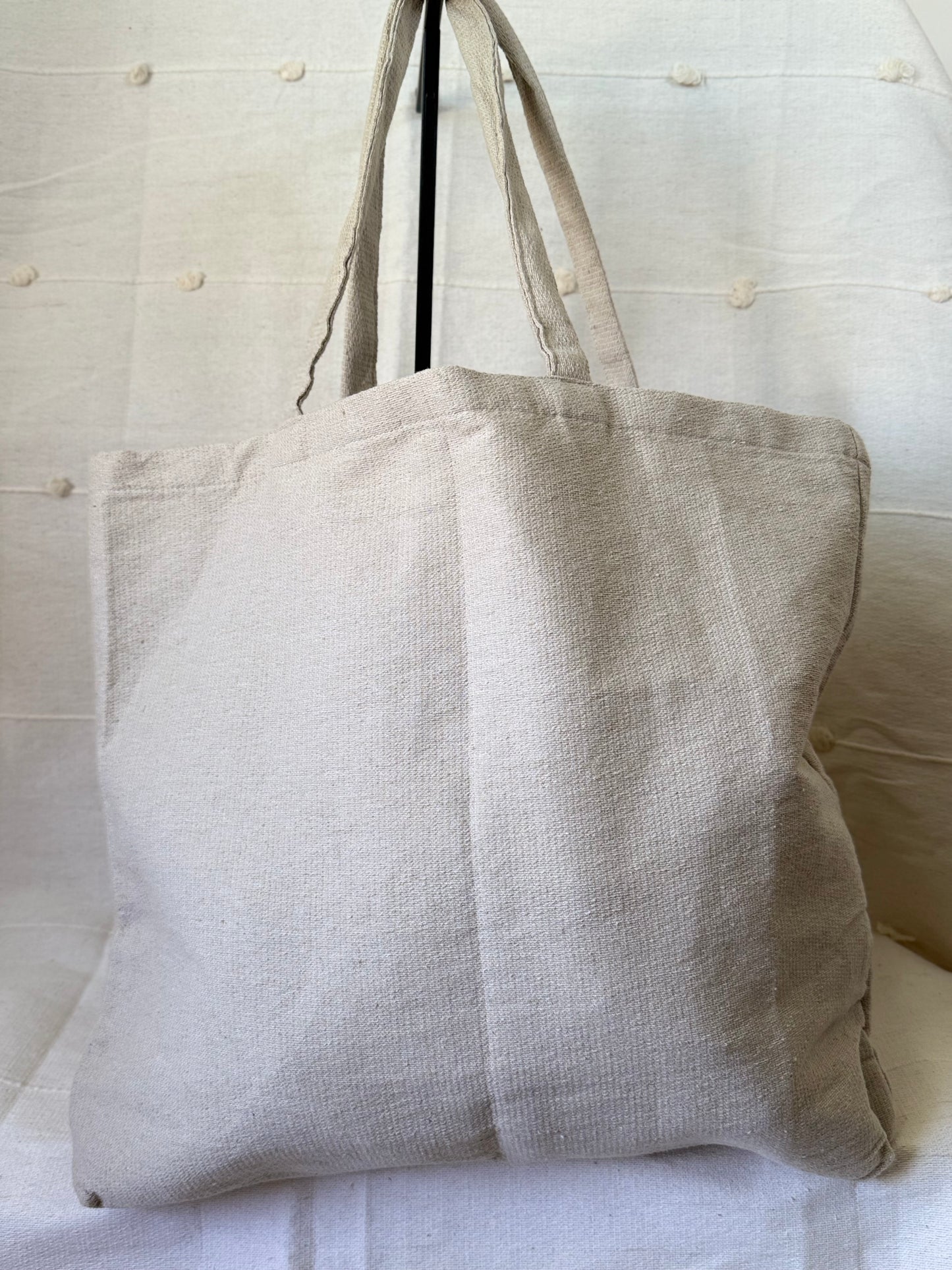 Large Textile Tote Bag - Yellow/White