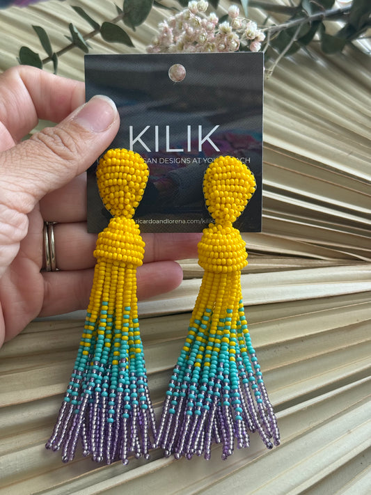 Beaded Yellow Earrings
