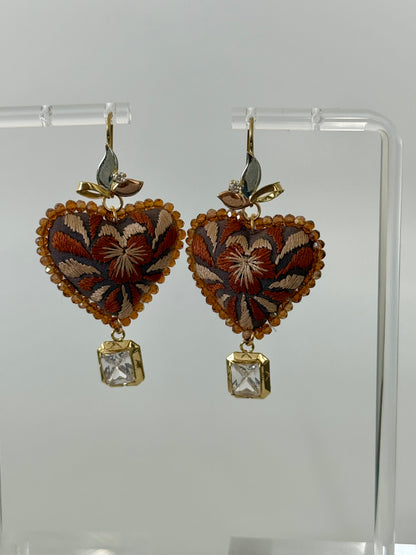 Brown/Beige/Grey Embroidered Filigrana Earrings