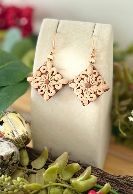 Intricate Design Barro Earrings - Triangle