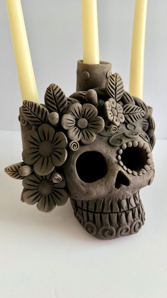 Dia De Muertos Skull/Triple Candleholder 2