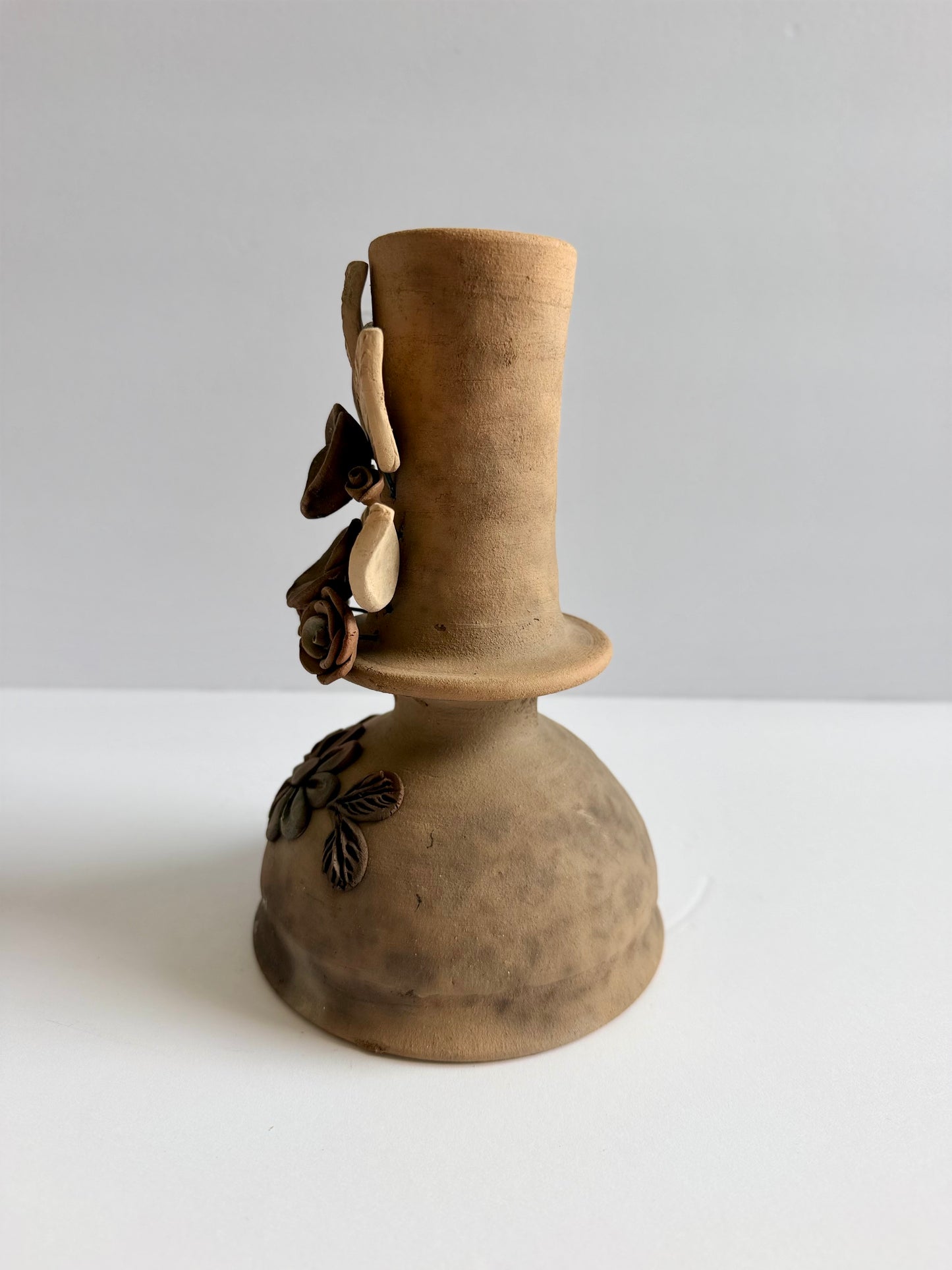 Smoked Clay Candleholder - 3D Flowers
