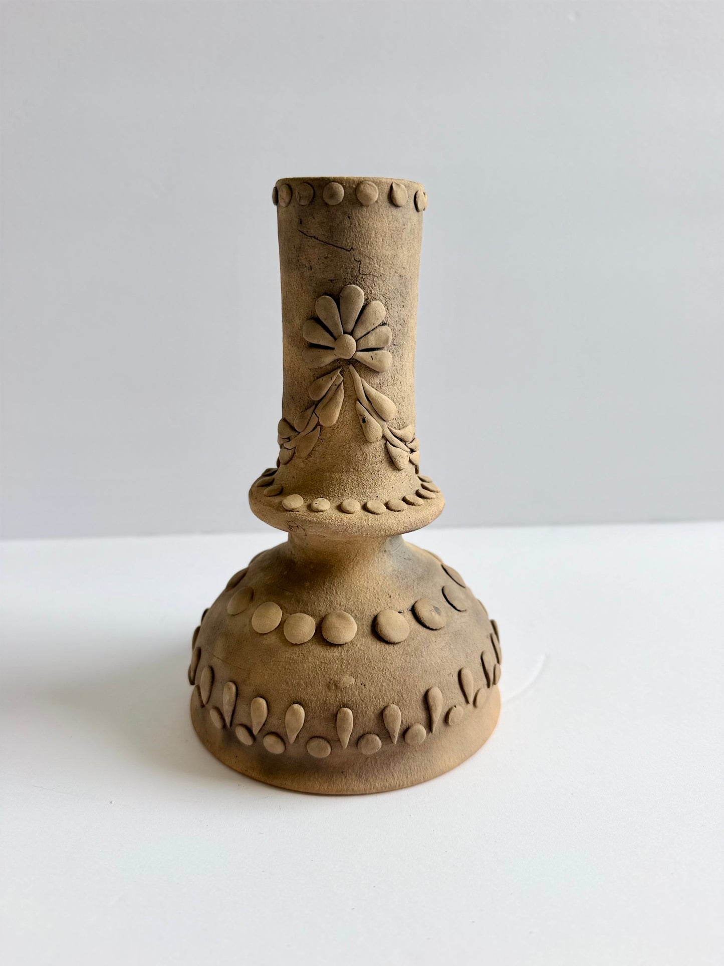 Smoked Clay Candleholder - Embroidered