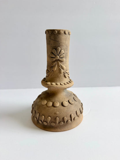 Smoked Clay Candleholder - Embroidered