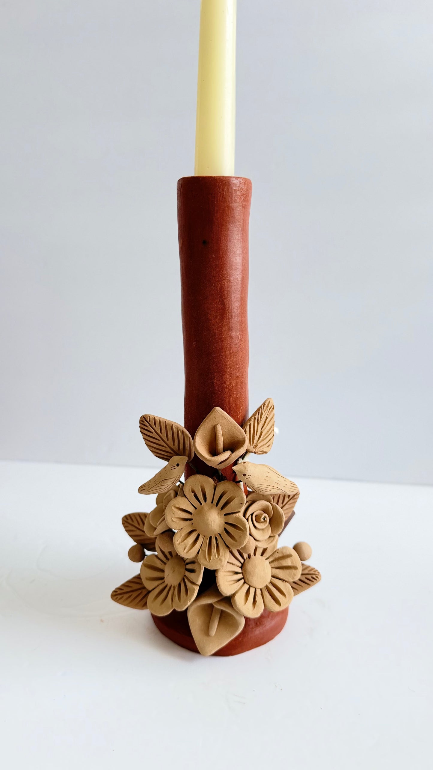 Handmade Clay 3D Flower Candleholder - Two Tone