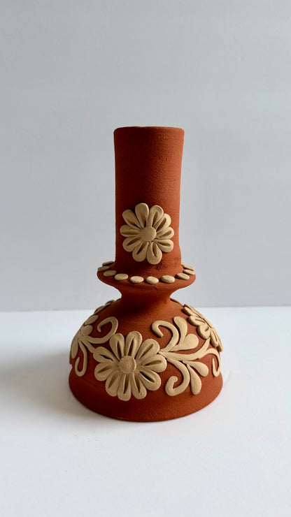 Clay Embroidered Candleholder