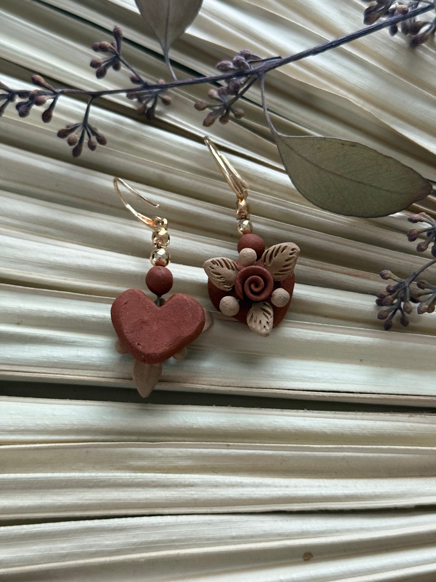 Flowers & Heart Barro Earrings 2