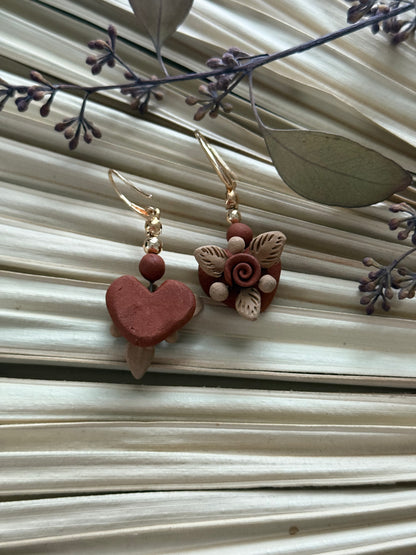 Flowers & Heart Barro Earrings 2