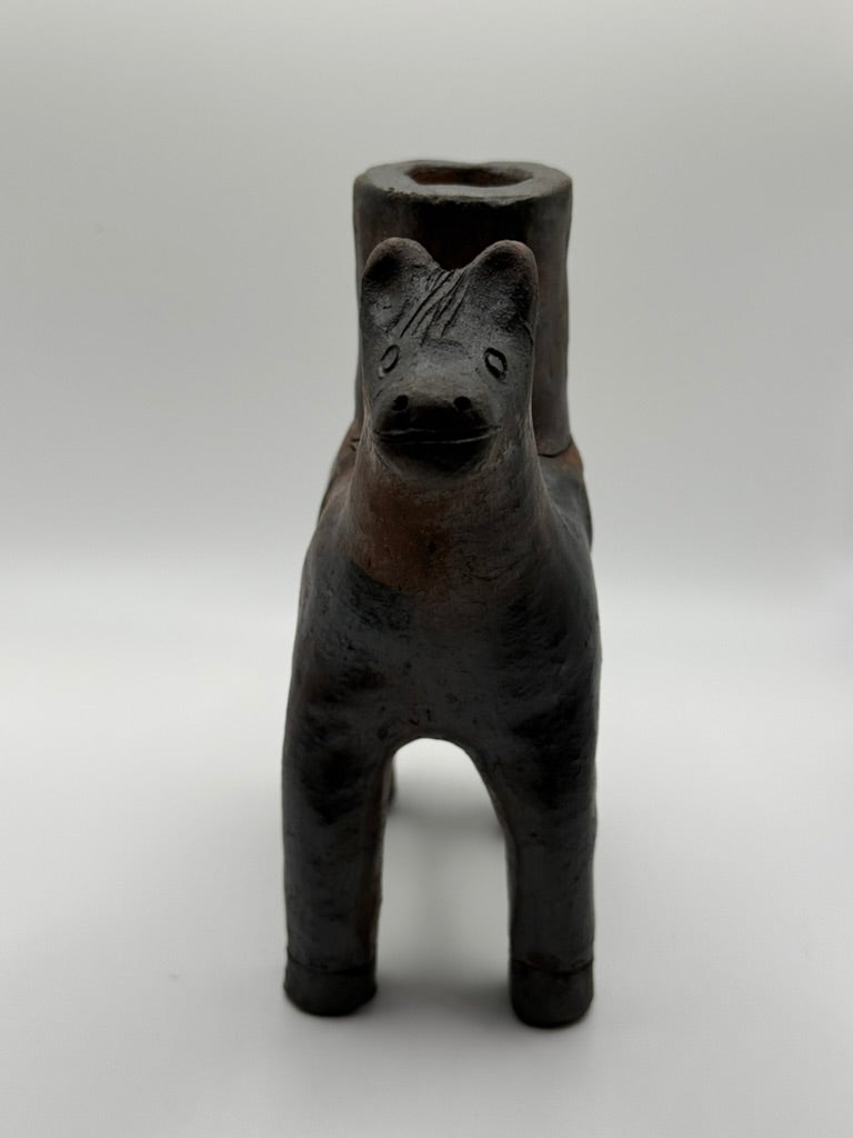 Clay Horse Figure Candle Holder