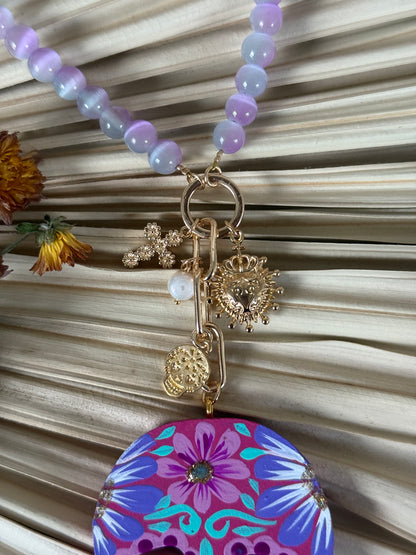 Beaded/Hand-painted Wooden Catrina Necklace