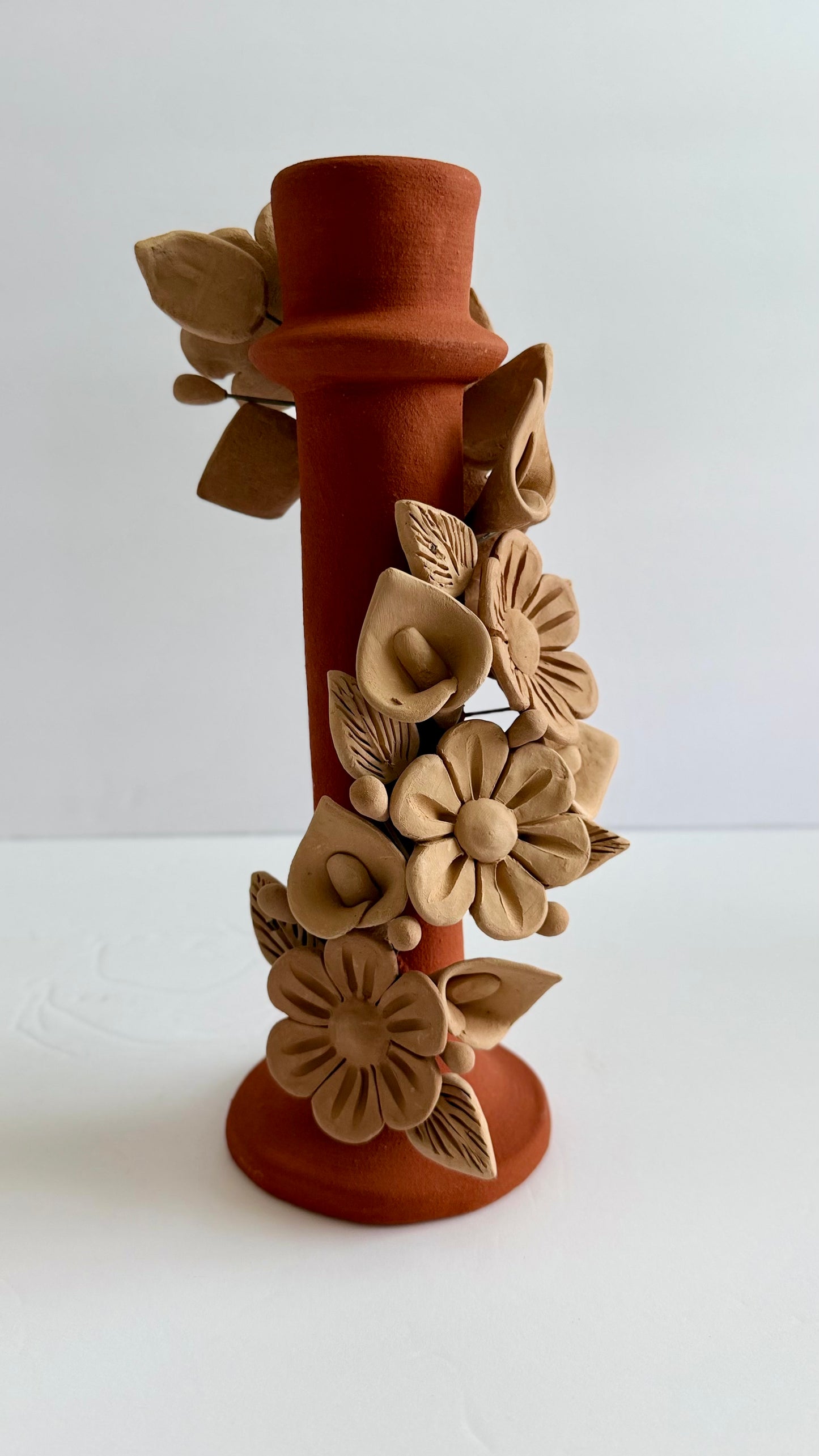 Handmade Clay 3D Flower Candleholder - Two Tone