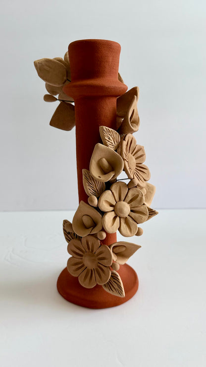 Handmade Clay 3D Flower Candleholder - Two Tone