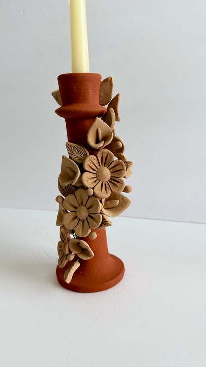 Handmade Clay 3D Flower Candleholder - Two Tone