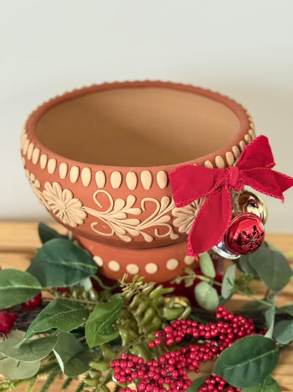 Intricately Designed Floral Vessel with Separate Base