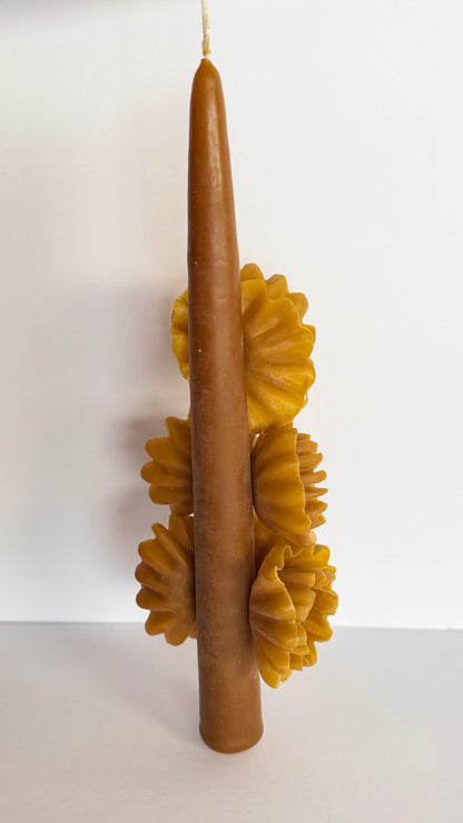Handmade Beeswax Candle - Mustard Yellow
