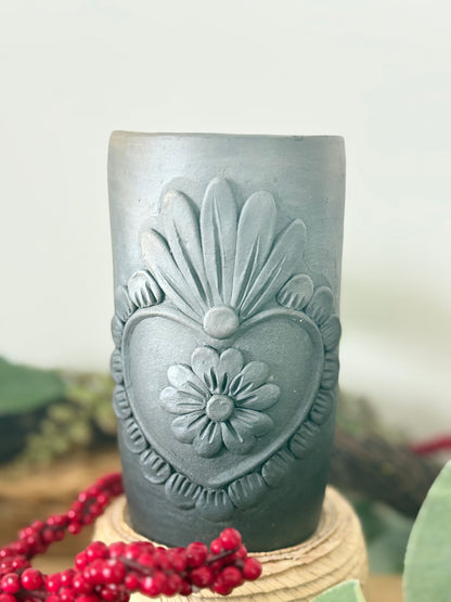 Sacred Heart Smoked Clay Tall Cup - 3D