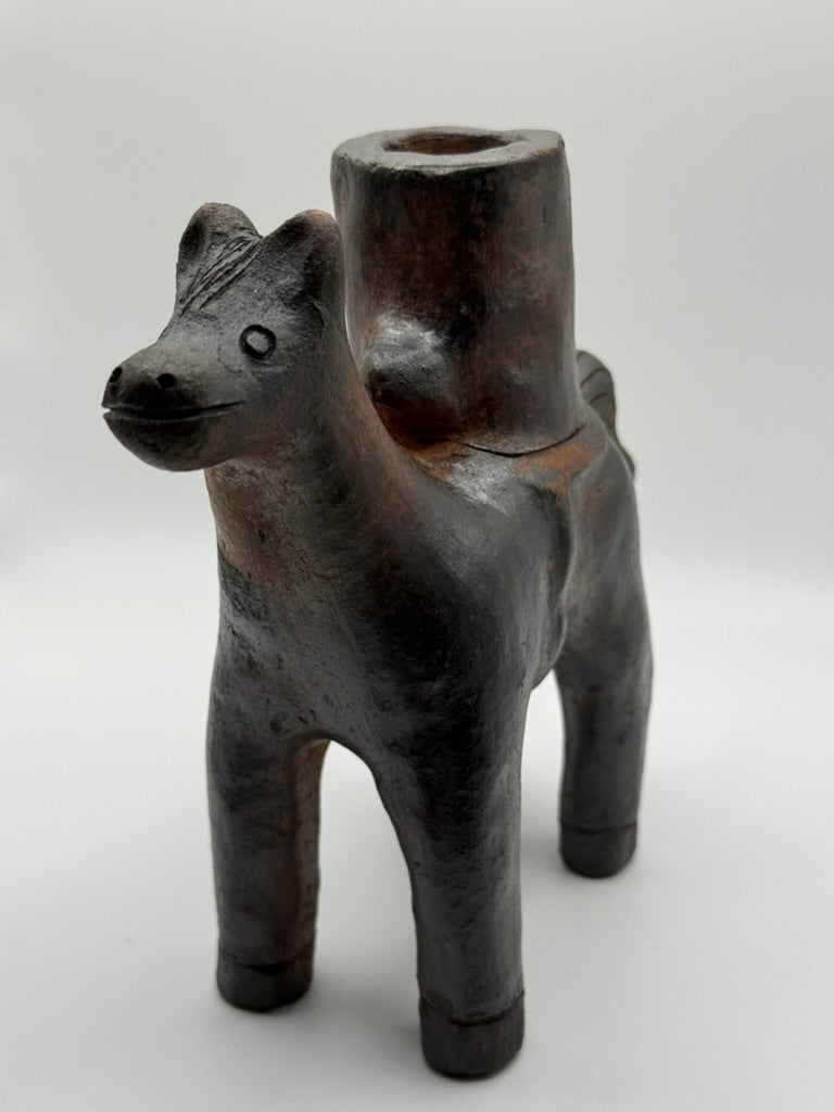 Clay Horse Figure Candle Holder