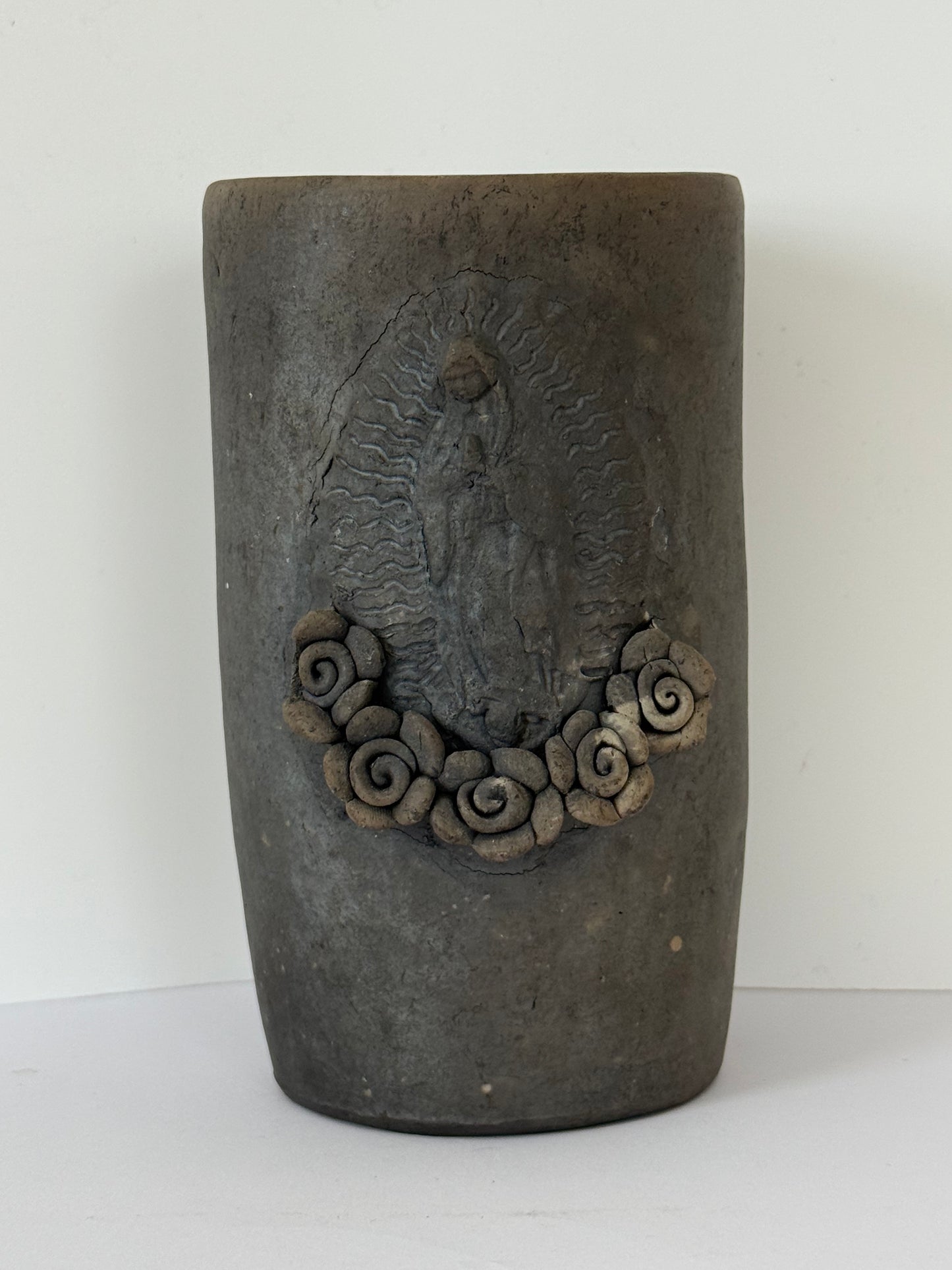 Virgen De Guadalupe Smoked Clay Tall Cup - 3D