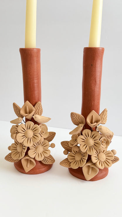 Handmade Clay 3D Flower Candleholder - Two Tone