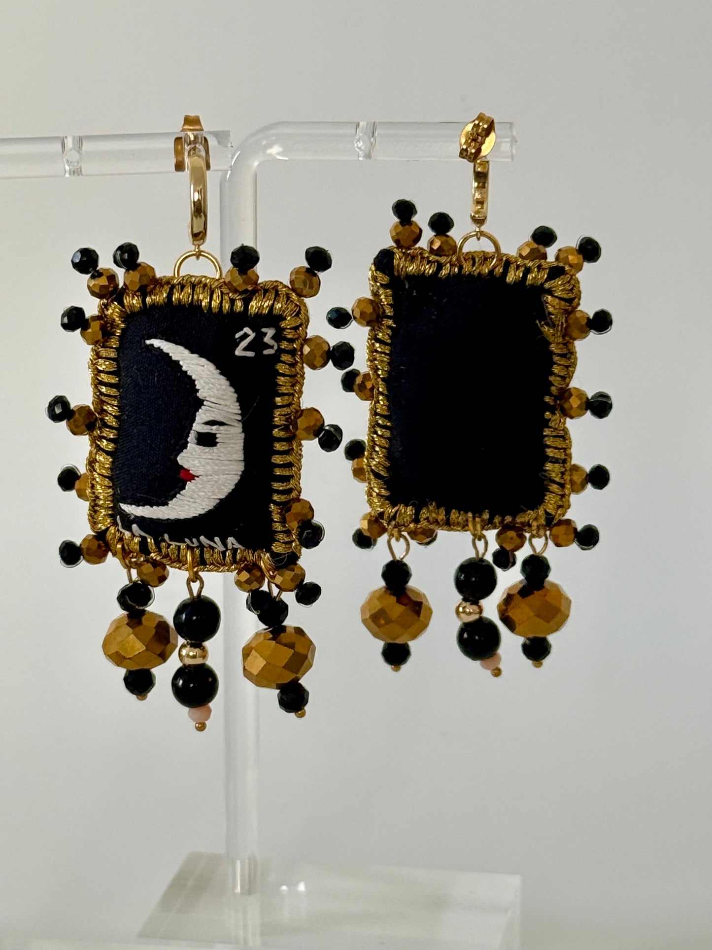 Black Loteria Earrings Sol/Luna