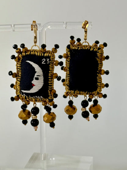 Black Loteria Earrings Sol/Luna