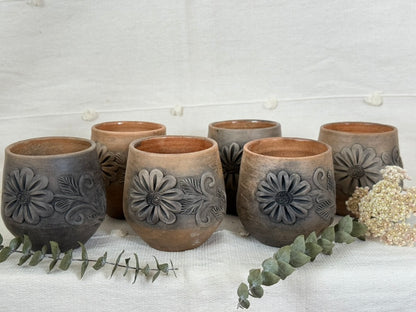 Embroidered Smoked Clay Floral Cup