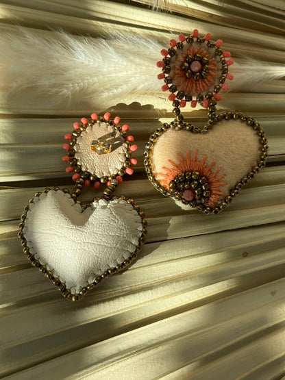 Heart Shaped Earrings - Dusty Pink