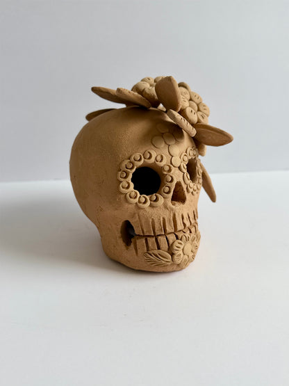 Embroidered Dia De Muertos Skull - Natural